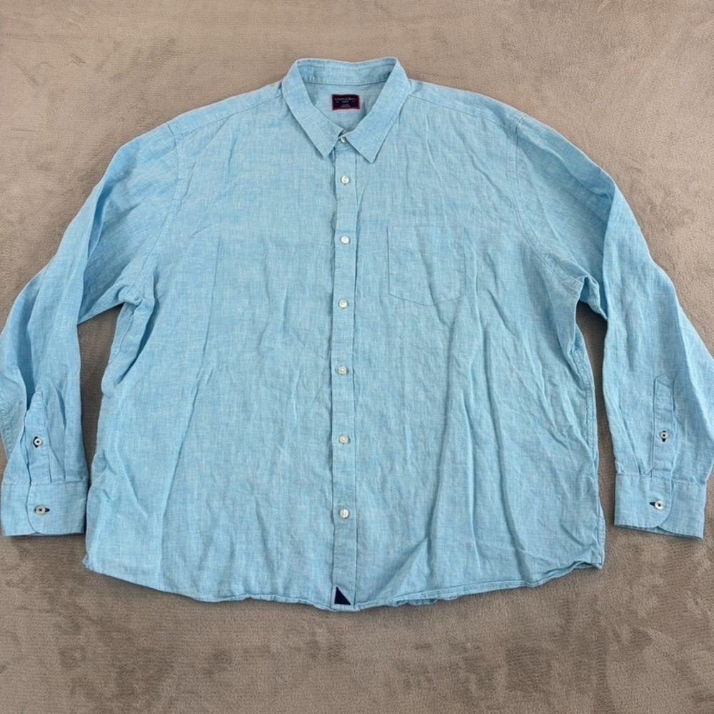 UNTUCKit Grachetto Shirt Men 3XLC Long in Sea Breeze 100% Linen Long Sleeve